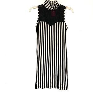 Agaci Black & Cream stripe bodycon pinstripe dress